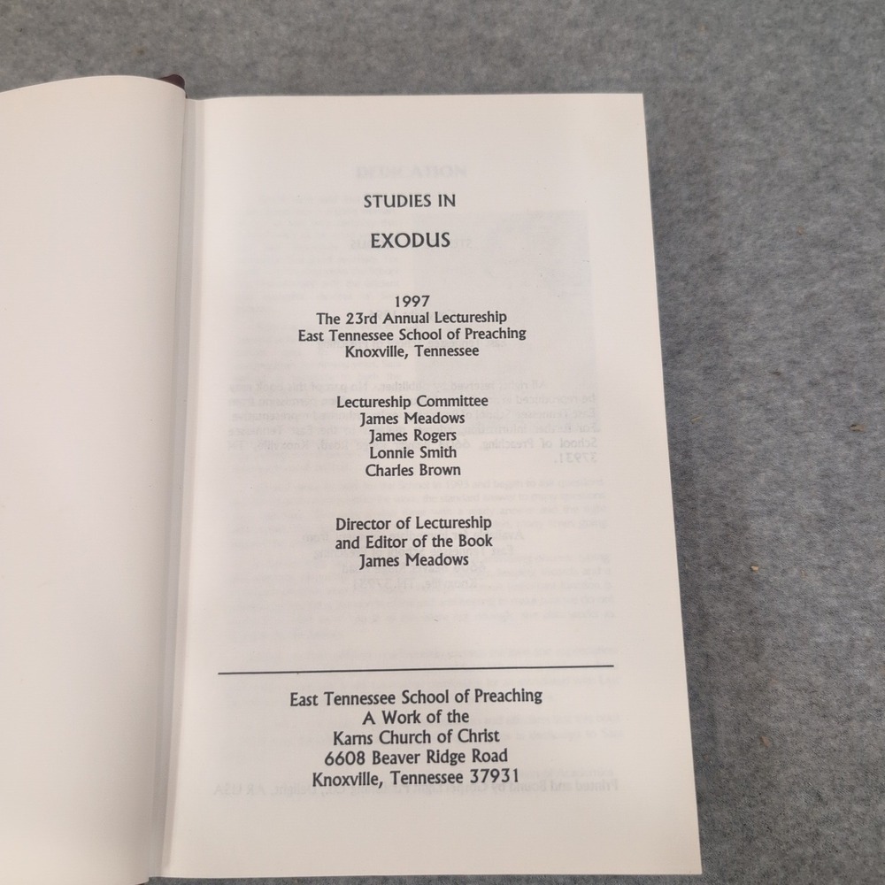 Studies in Exodus 1997 East Tennessee School of Preaching Lectureship Hardcover - Picture 3 of 7